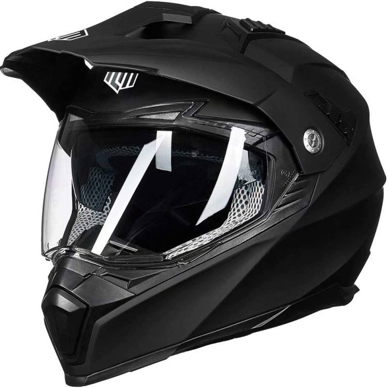 ILM Motorradhelm Herren Damen Motocross Helm Motorcycle Full Face Helmet ATV Dirt Bike ECE Modell-606V,Mattes Schwarz,M von ILM