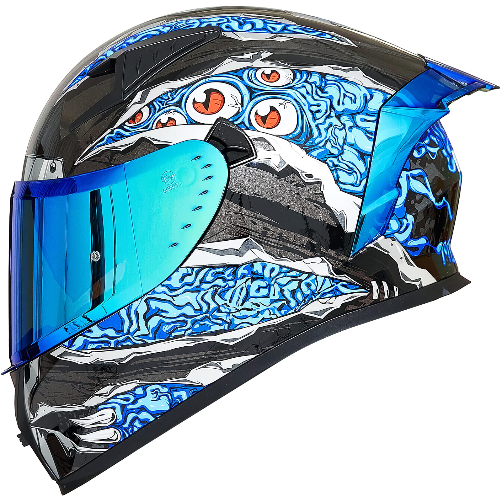 ILM Motorradhelm Integralhelm Herren Damen-Motorcycle Helmet mit 2 Visieren Pinlock-kompatiblen klaren und getönten-Street Bike Motocross Casco DOT&ECE Modell Z501, Manta Blue, M von ILM