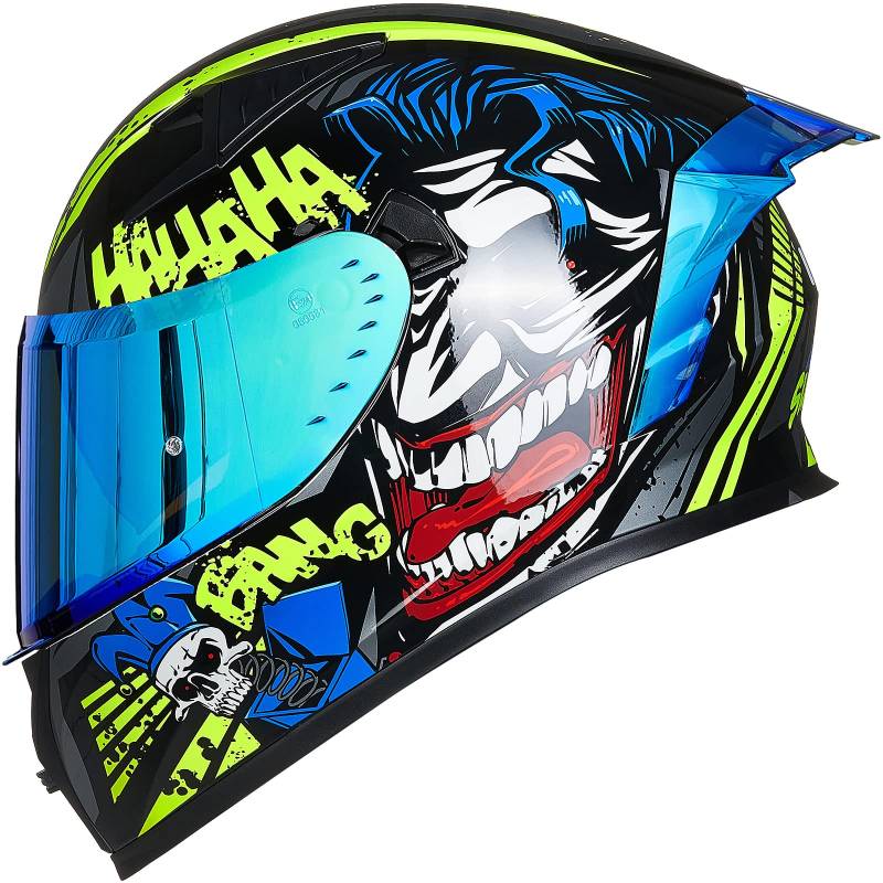 ILM Motorradhelm Integralhelm Herren Damen-Motorcycle Helmet mit 2 Visieren Pinlock-kompatiblen klaren und getönten-Street Bike Motocross Casco DOT&ECE Modell Z501, Surprise Yellow, S von ILM