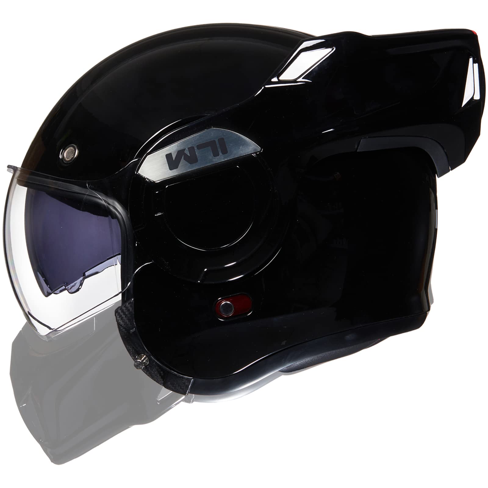 ILM Motorradhelm Integralhelm Klapphelm Fullface Helm Herren Damen ATV UTV mit 180° Umkehrbarer Kinnschutz ECE Model-B707,Schwarzer Glanz, XL von ILM