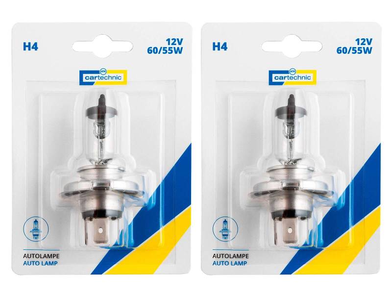 2x cartechnic H4 12V 60/55W P43t-38 Halogen Glühbirnen Lampen Scheinwerferlampen Blisterverpackung von ILODA