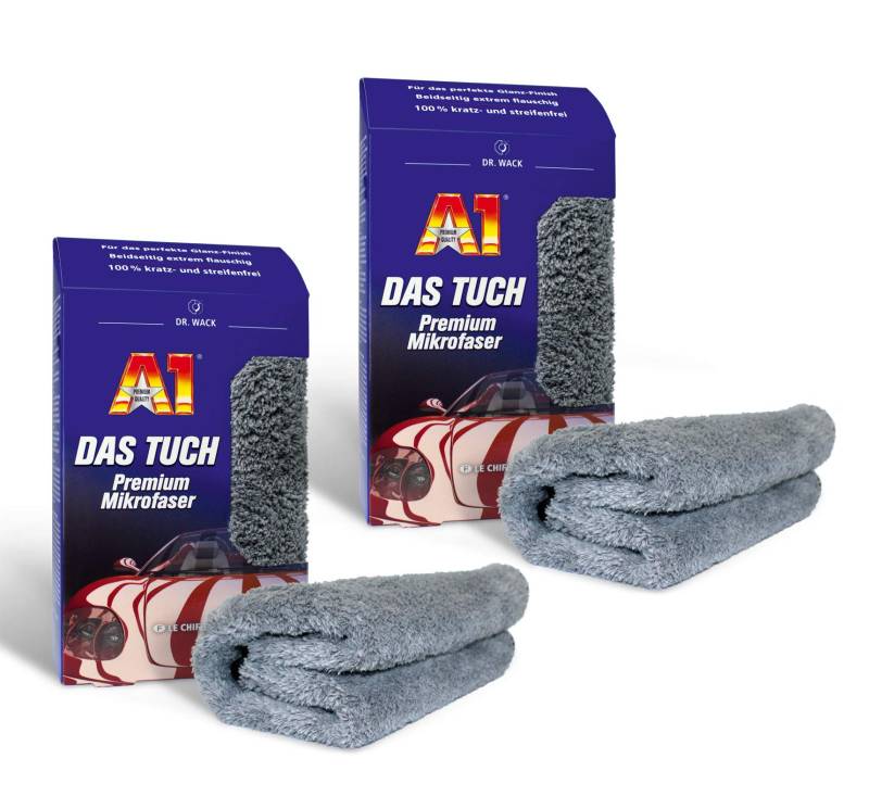 ILODA 2X Dr. Wack A1 DAS Tuch - Premium Mikrofaser, Mikrofasertuch für Autopflege, Profi Microfasertuch Auto, Mikrofasertücher für Autolack für EIN kratzfreies Polieren von ILODA