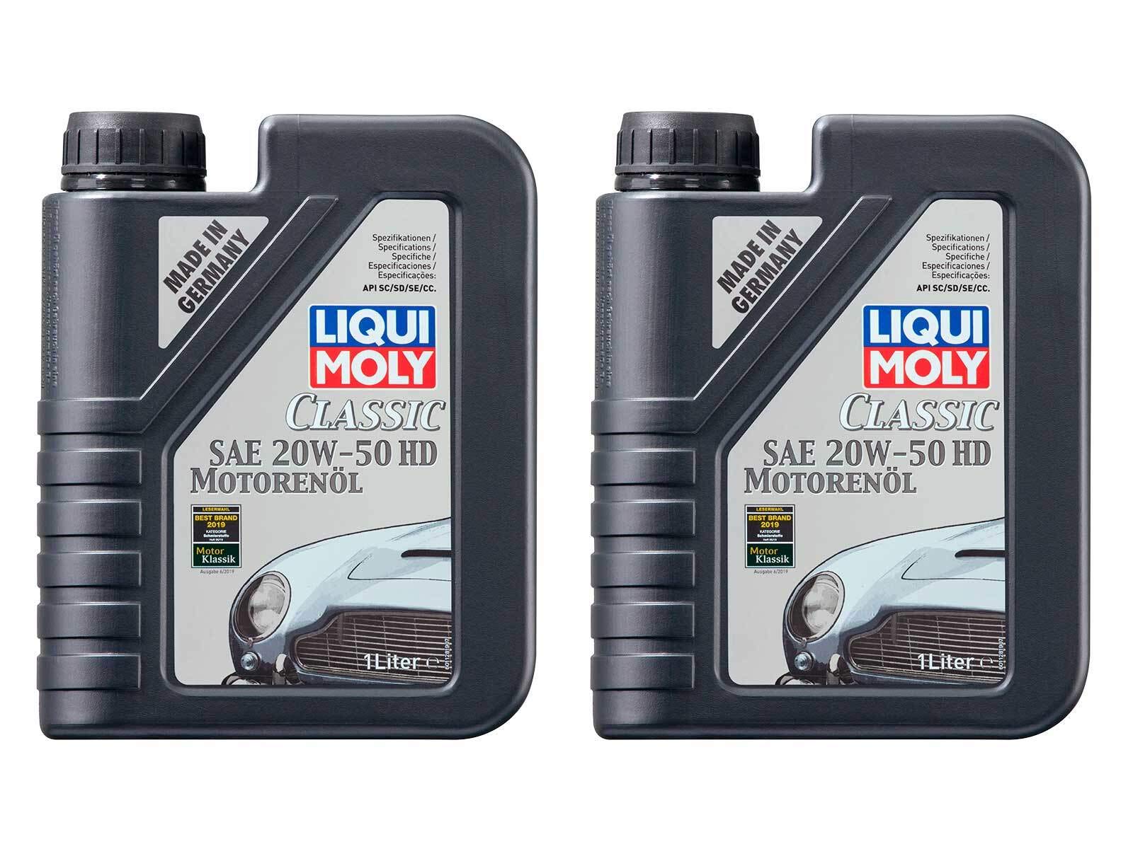 ILODA 2X Original Liqui Moly 1L Classic Motorenöl Motoröl Motoroil Oil SAE 20W-50 HD von ILODA