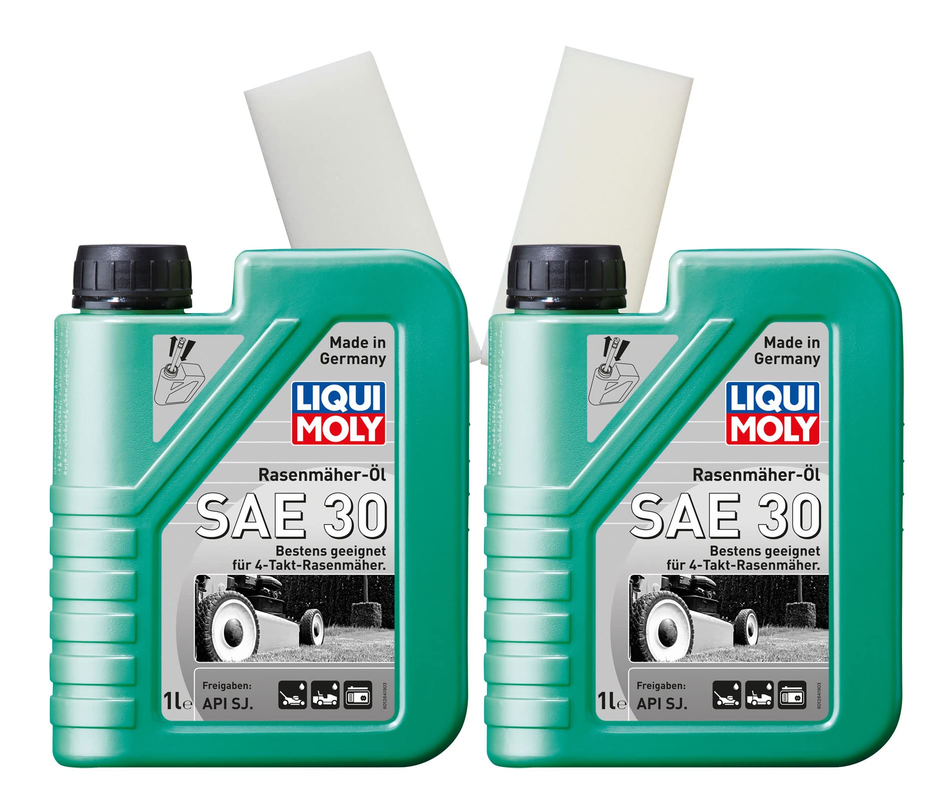 2x Original Liqui Moly 1L Rasenmäher-Öl Mowing Machine Oil SAE 30 1264 +2x ILODA Schmutzradierer von ILODA