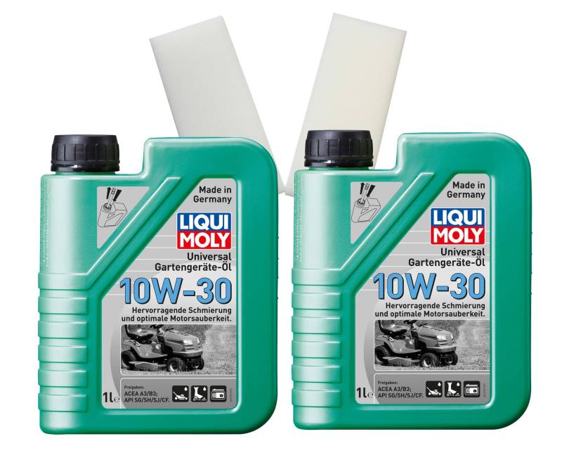 2x Original Liqui Moly 1L Universal Gartengeräte-Öl 10W-30 Universalöl 1273 +2x ILODA Schmutzradierer von ILODA