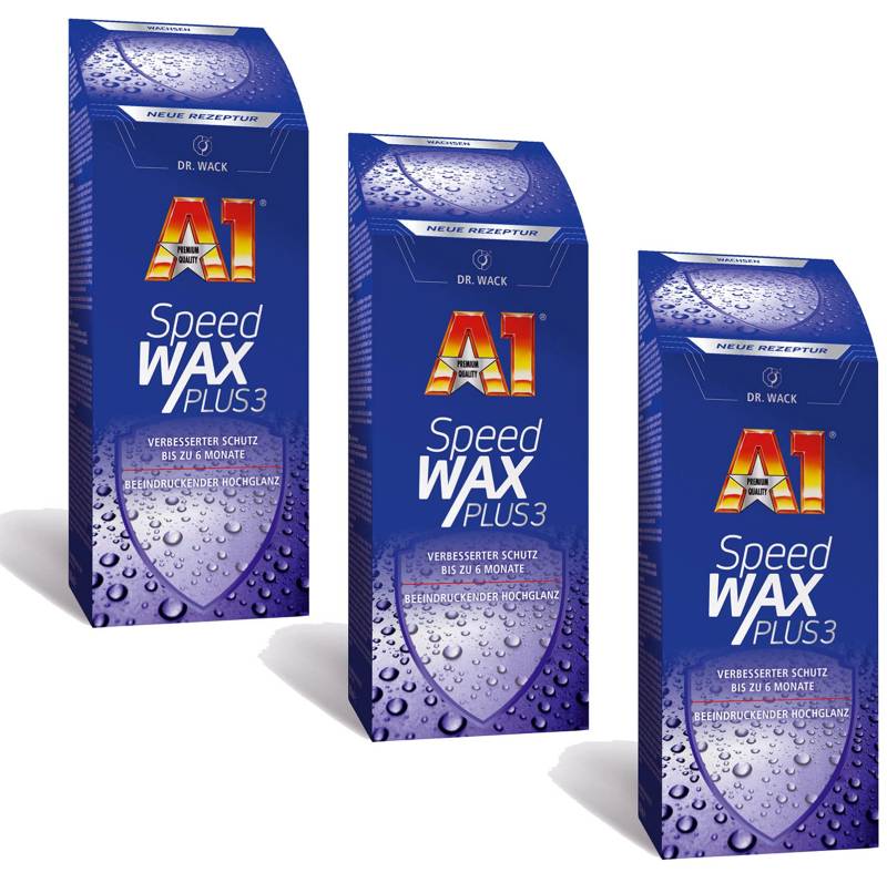 ILODA 3X 250ml Dr. Wack A1 Speed Wax Plus 3, Auto-Hartwachs, Auto-Wachs, Lackschutz, Lackversiegelung, Carnauba-Wachs mit extrem langanhaltenden Wasser-Abperl-Effekt für alle Lacke von ILODA