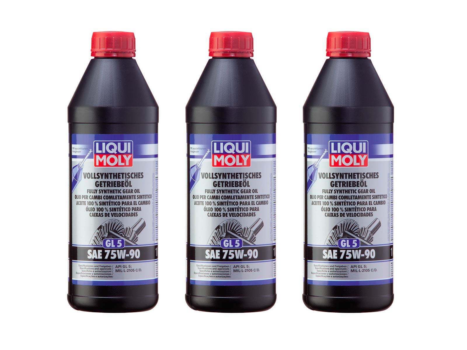 ILODA 3X Original Liqui Moly 1L Vollsynthetisches Getriebeöl (GL5) SAE 75W-90 Gear Oil von ILODA