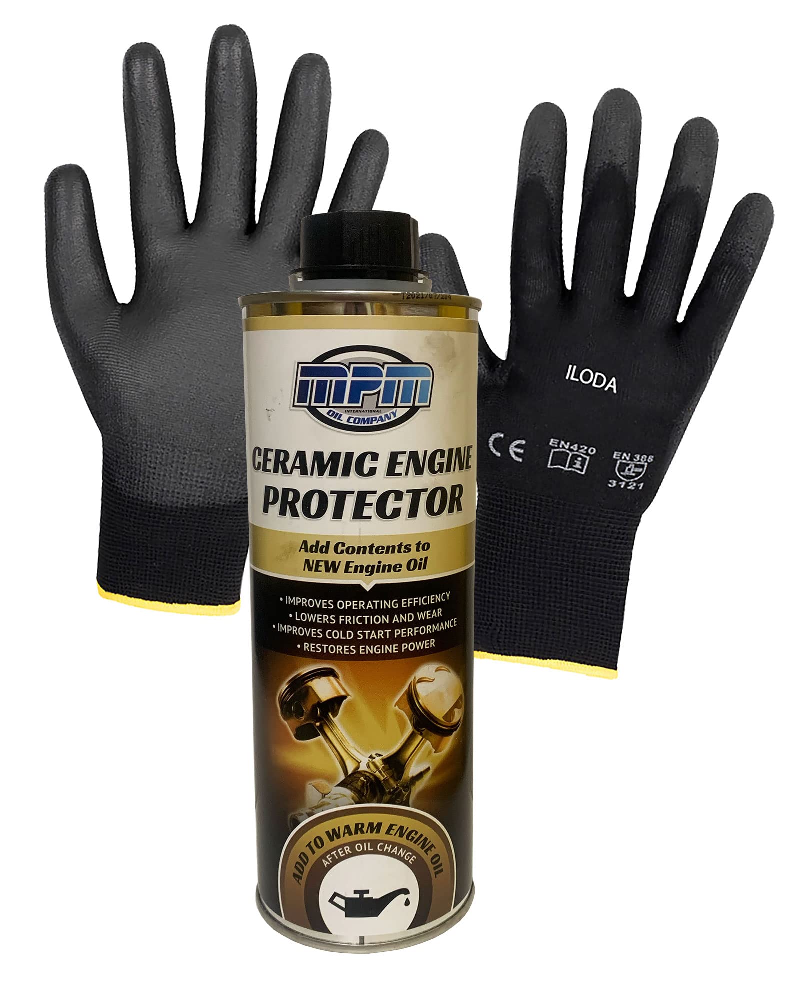 ILODA Schutzhandschuhe + 1x MPM 500ml Ceramic Engine Protector, Motorschutz, Motorölzusatz, stellt die Motorleistung Wieder her, Motoröladditiv ILODA Schutzhandschuhe + 1x MPM 500ml Ceramic Engine Protector, Motorschutz, Motorölzusatz, stellt die Motorleistung Wieder her, Motoröladditiv von ILODA