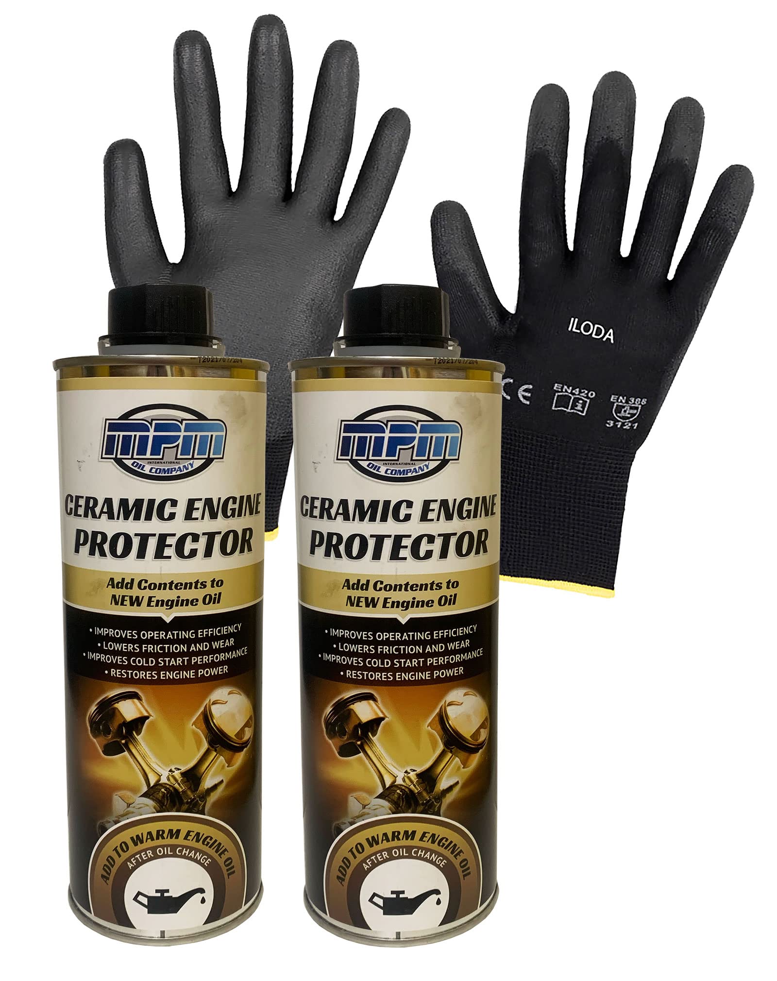 ILODA Schutzhandschuhe + 2X MPM 500ml Ceramic Engine Protector, Motorschutz, Motorölzusatz, stellt die Motorleistung Wieder her, Motoröladditiv ILODA Schutzhandschuhe + 2X MPM 500ml Ceramic Engine Protector, Motorschutz, Motorölzusatz, stellt die Motorleistung Wieder her, Motoröladditiv von ILODA