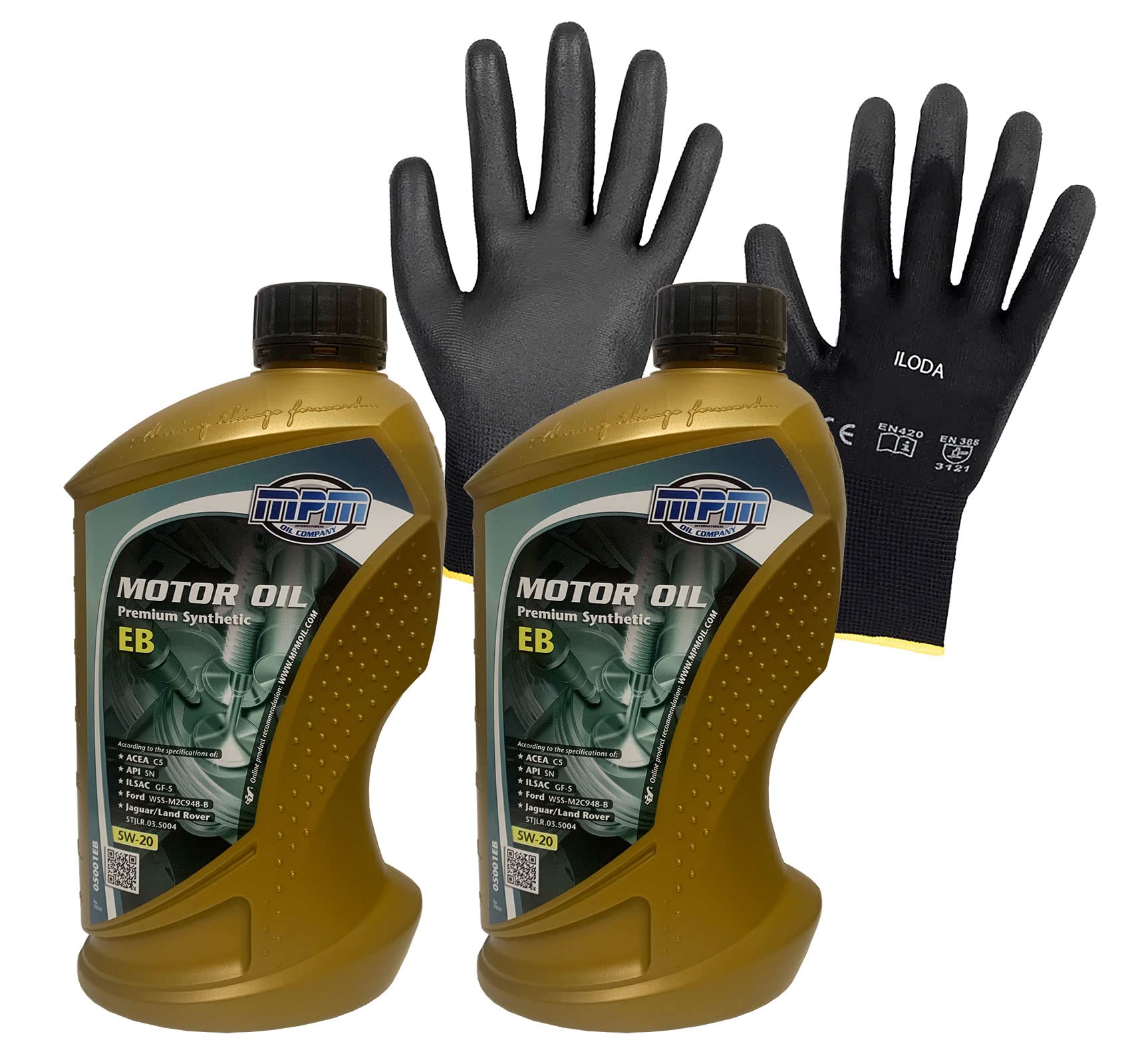 ILODA Schutzhandschuhe + 2x MPM 1Liter 5W-20 Premium Synthetic EB Motoröl, ACEA C5, API SN, Freigabe für Ford WSS-M2C948-B ILODA Schutzhandschuhe + 2x MPM 1Liter 5W-20 Premium Synthetic EB Motoröl, ACEA C5, API SN, Freigabe für Ford WSS-M2C948-B von ILODA