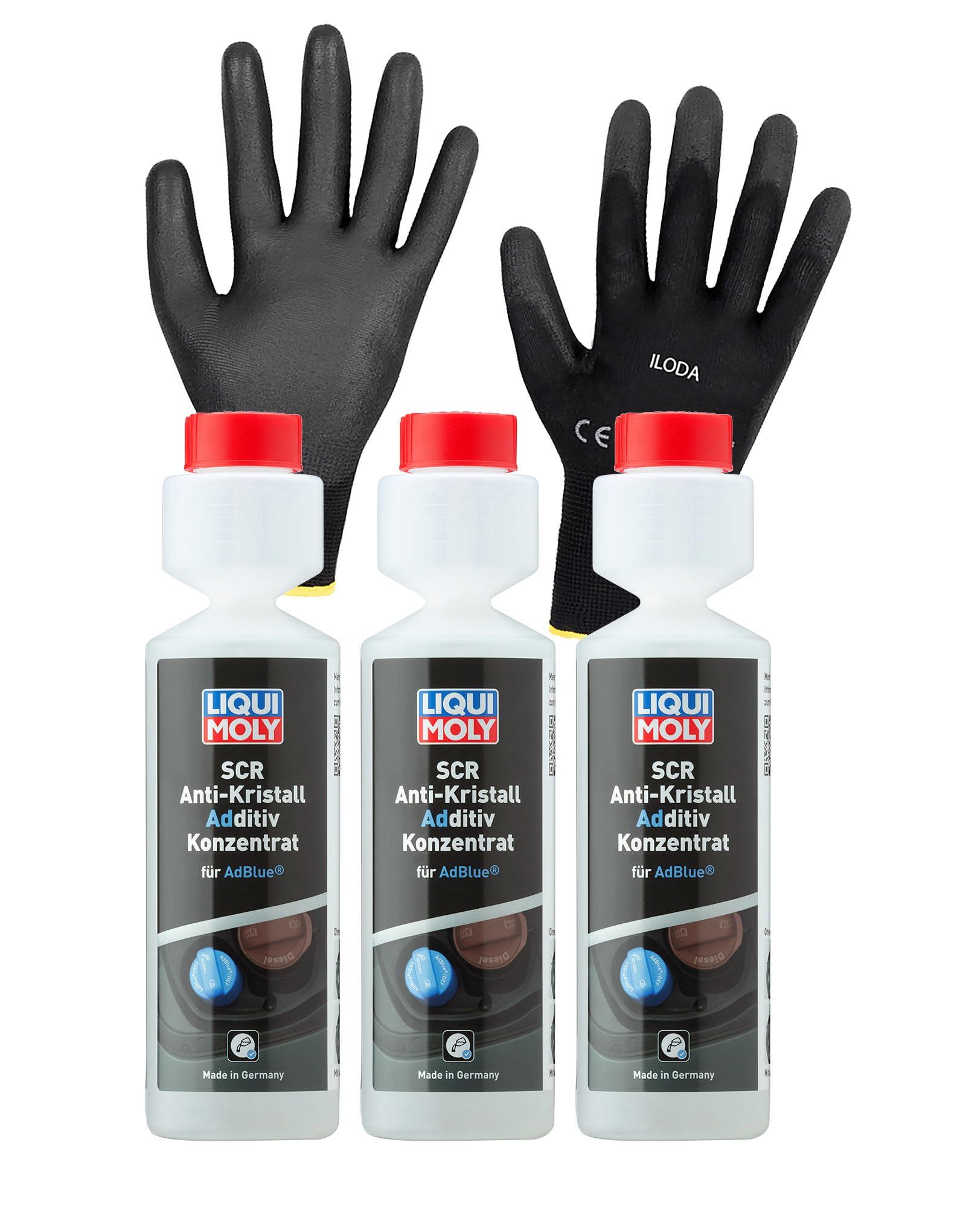 ILODA Schutzhandschuhe + 3xLM 250ml 21898 SCR Anti-Kristall Additiv Konzentrat für AdBlue, reduziert die Bildung von Ablagerungen im AdBlue-Tank ILODA Schutzhandschuhe + 3xLM 250ml 21898 SCR Anti-Kristall Additiv Konzentrat für AdBlue, reduziert die Bildung von Ablagerungen im AdBlue-Tank von ILODA