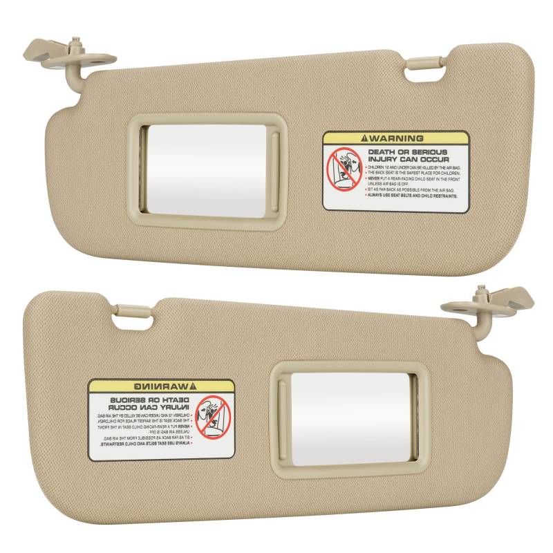 Beige Sonnenblende für Fahrer Links + Beifahrer rechts, kompatibel mit Hyundai Elantra 2011 2012 2013 2014 2015 Hyundai Elantra Ersatz 852103X000TX 852203X000TX von ILONPA