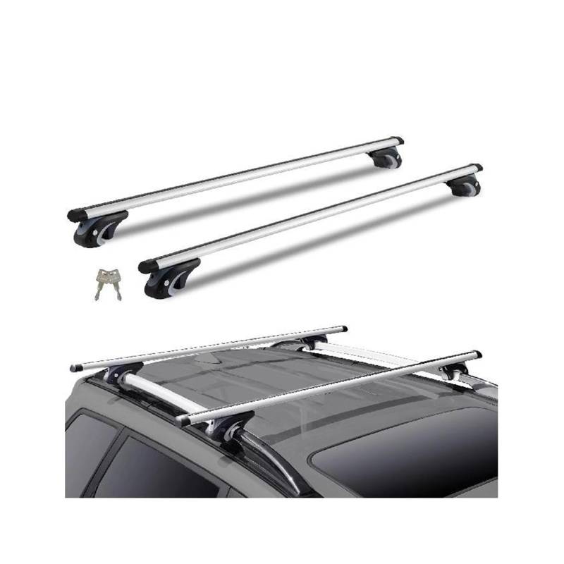 ILQNZCNM Dachträger-Querstange, verstellbar, Aluminium-Dachreling-Querstange, Gepäckträger, 90 kg, obere Dachquerstange, Silber/Schwarz von ILQNZCNM