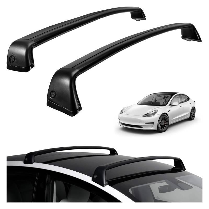 ILQNZCNM Gepäckträger-Querstangen kompatibel mit Tesla Model 3 2017–2023, Aluminium-Dachlastlager for Reisegepäckträger-Gepäckträgerhalter von ILQNZCNM