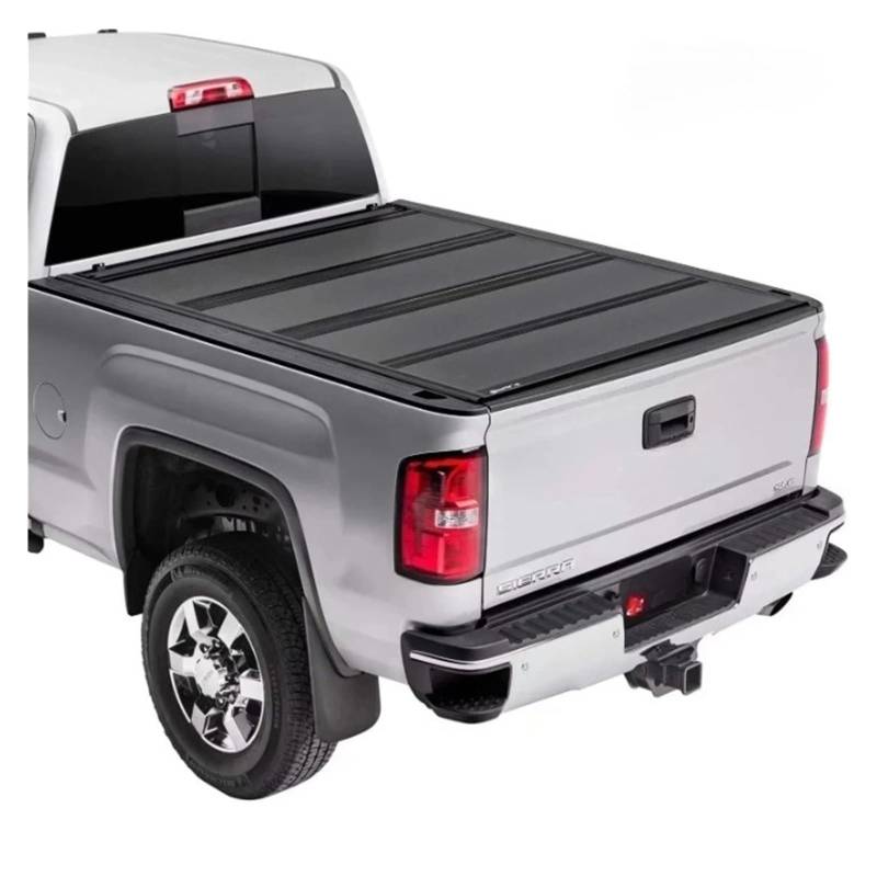 ILQNZCNM Passgenauer, vierfach gefalteter Aluminiumdeckel for schwere Pickup-Trucks, Harte Ladeflächenabdeckung, kompatibel mit GMC Sierra Silverado Dodge Ram F-150 von ILQNZCNM