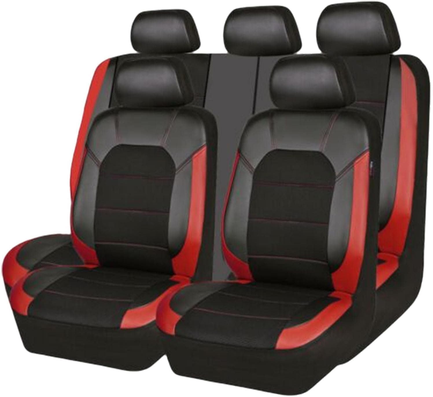 IMAF Leder Autositzbezüge Sets für Toyota RAV-4 LWB/Vanguard 2007-2012, 9-teiliges Set Sitzbezug Komplett-Set, Atmungsaktiv Komfortable Allwetter Autositzschoner,A/Red von IMAF