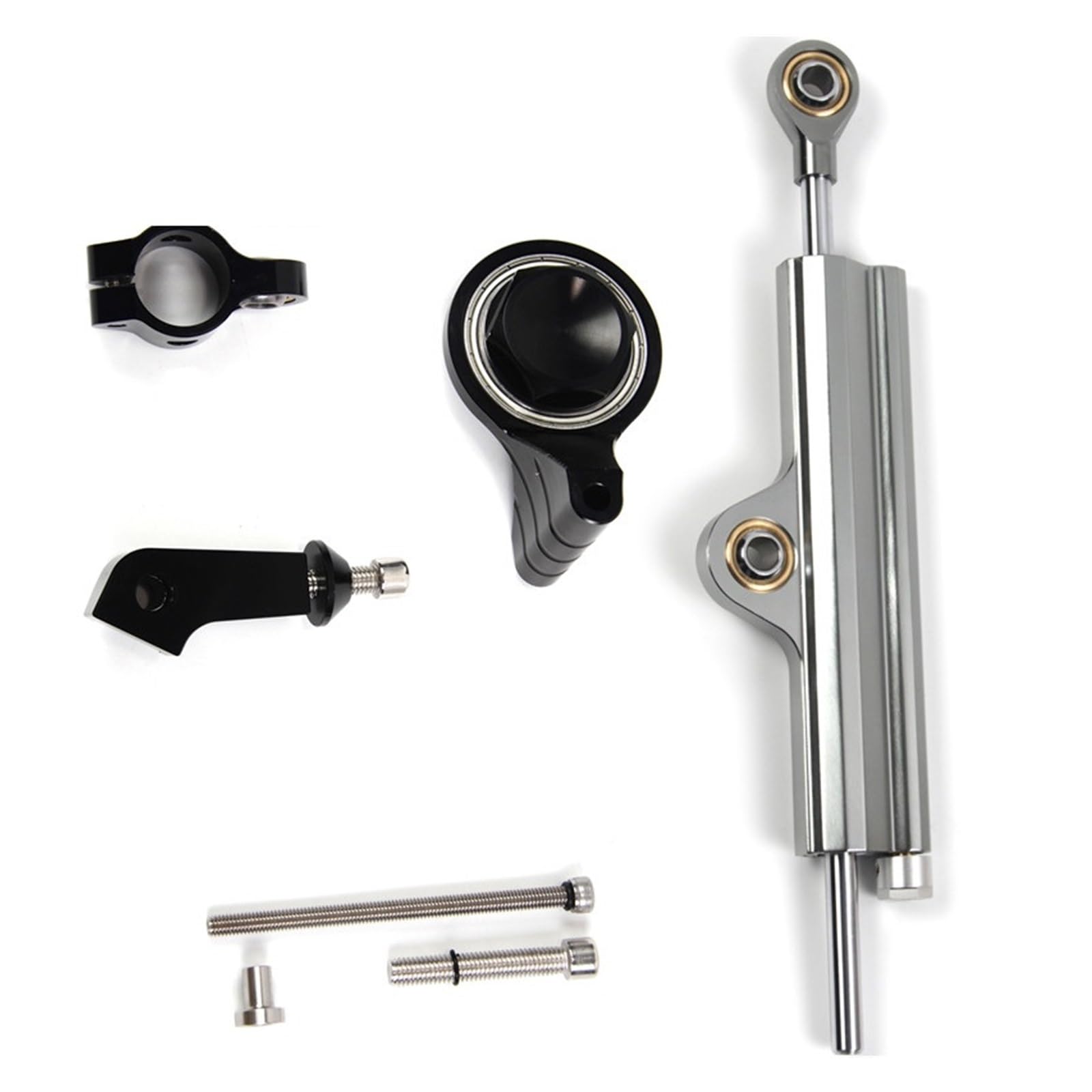 Linear Umgekehrte Stabilisieren Dämpfer 1 Set Für Für YZF-R6 Für YZF R6 2006 2007 2008 2009 2010 2011 2012 Lenkung Stabilisator Dämpfer Halterung Mount Kit Motorrad(Gray Black Set) von IMAWUHM