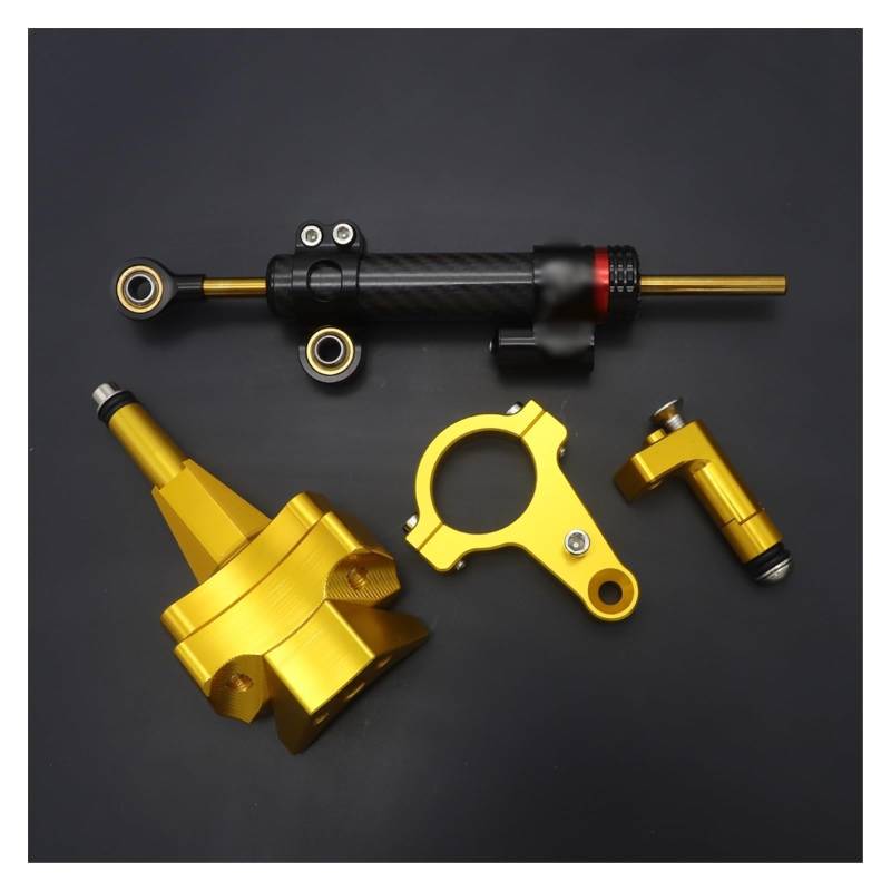 Linear Umgekehrte Stabilisieren Dämpfer Für Kawasaki Für Ninja 400 2018 2019 2020 2021 2022 CNC Einstellbare Lenkung Stabilisator Lenkung Dämpfer Montage Halterung Kit(Gold Set) von IMAWUHM