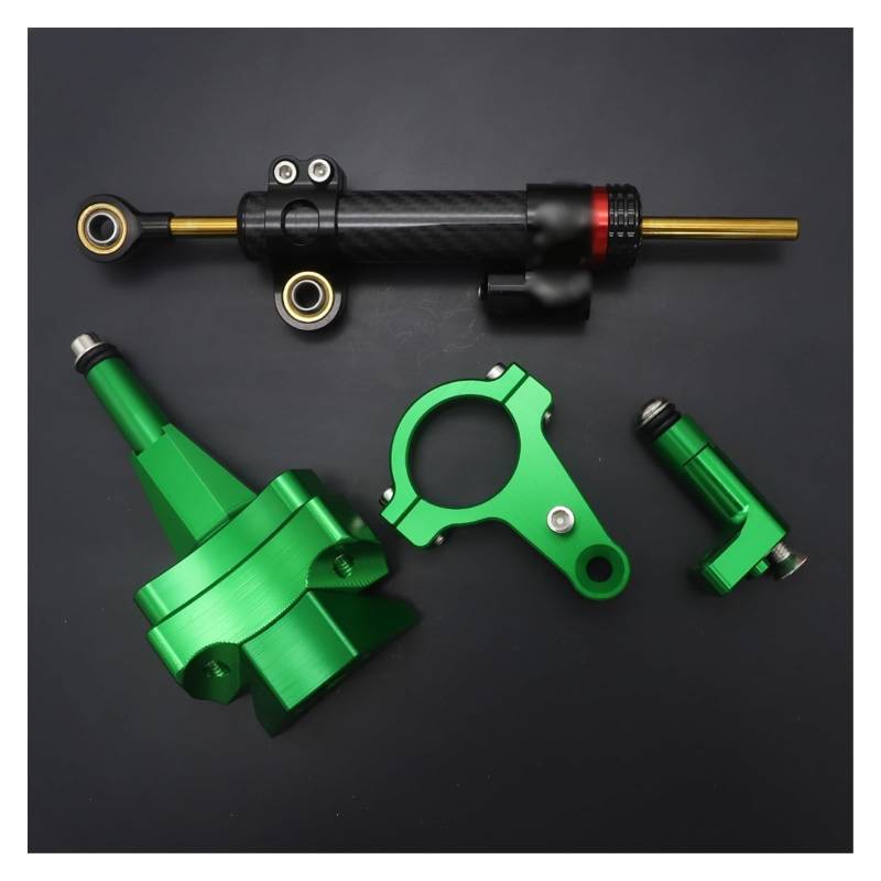 Linear Umgekehrte Stabilisieren Dämpfer Für Kawasaki Für Ninja 400 2018 2019 2020 2021 2022 CNC Einstellbare Lenkung Stabilisator Lenkung Dämpfer Montage Halterung Kit(Green Set) von IMAWUHM