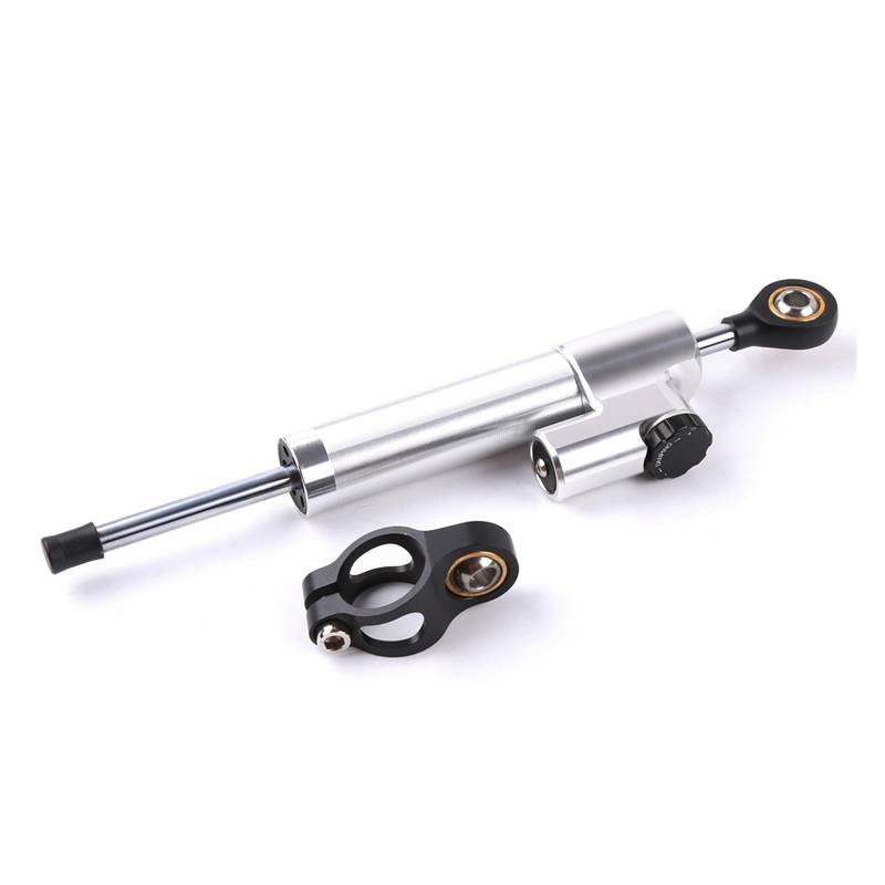 Linear Umgekehrte Stabilisieren Dämpfer Universeller CNC-Motorrad-Einstellbarer Lenkungsdämpfer-Stabilisator Für(Silver Black) von IMAWUHM