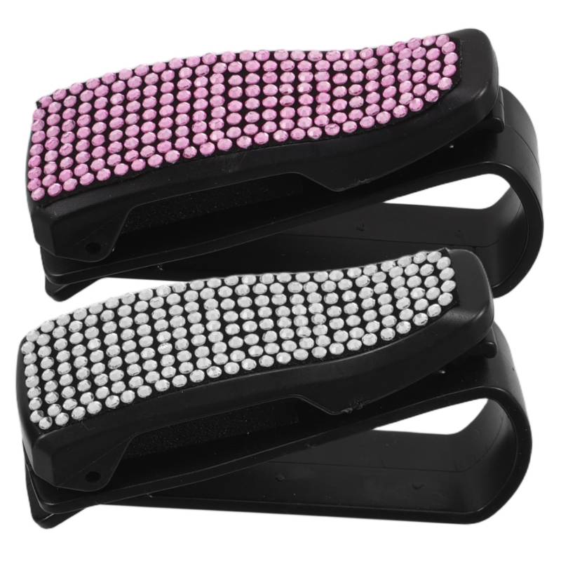 IMIKEYA 2Stücke Brillenhalter Auto Sonnenblende Mit Strasssteinen Multifunktionale Clips Für Brillen Und Tickets Platzsparende Halterung Für Frauen Für Autos von IMIKEYA