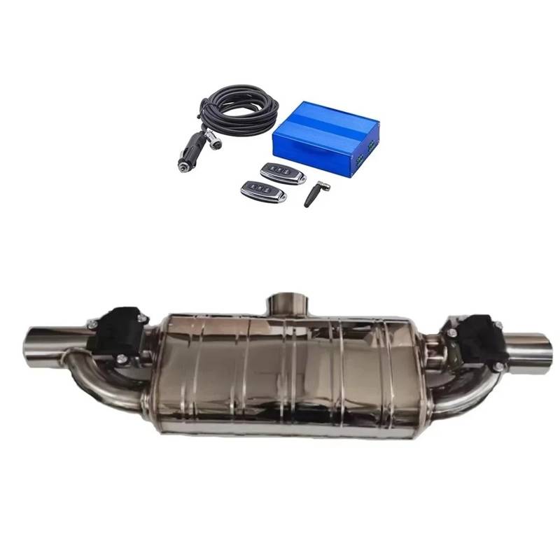 Endrohr 1 Satz Universal-T-Form Eins In Zwei Elektrischer Auspuffschalldämpfer Ablassventil Auspuffausschnitt 2"/2,36"/2,5"/2,75"/3'' Schalldämpferblende(63MM with Remote) von IMMLSX