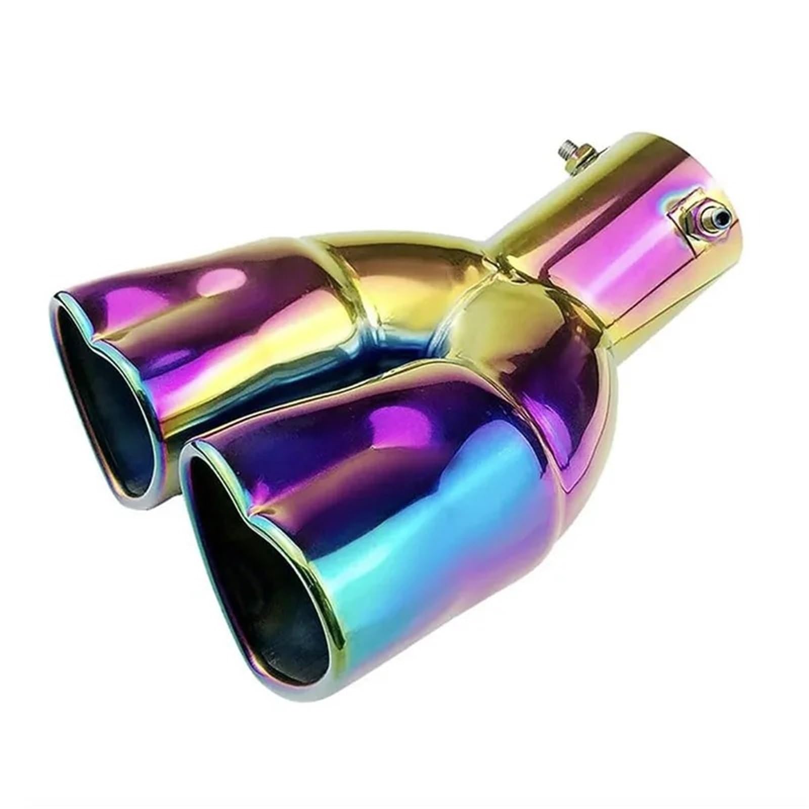 Endrohr 1PC Universal Herzförmige Auto Auspuffspitze Endrohr Schalldämpfer Edelstahl Dual Outlet Schalldämpfer Spitze Rohr Einlass 60mm Schalldämpferblende(Curved Colorful) von IMMLSX