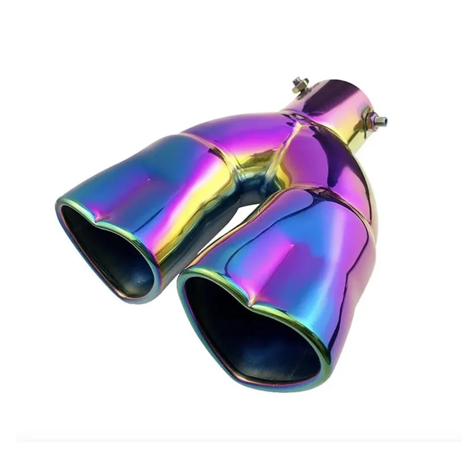 Endrohr 1PC Universal Herzförmige Auto Auspuffspitze Endrohr Schalldämpfer Edelstahl Dual Outlet Schalldämpfer Spitze Rohr Einlass 60mm Schalldämpferblende(Straight Colorful) von IMMLSX