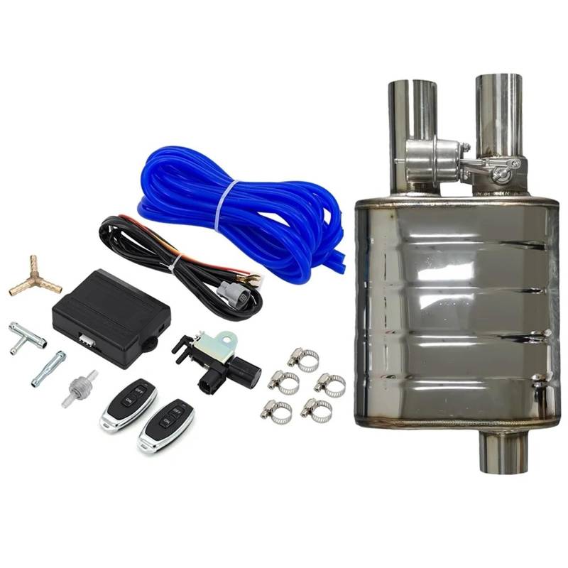 Endrohr 2,0" 2,5" Oder 3" IN/Out-Spitze Universal-Auspuffschalldämpfer Einzeleinlass Doppelauslass H-Typ Vakuumschalldämpfer Pumpen-Abschaltventilsteuerung Schalldämpferblende(63MM Right Control) von IMMLSX