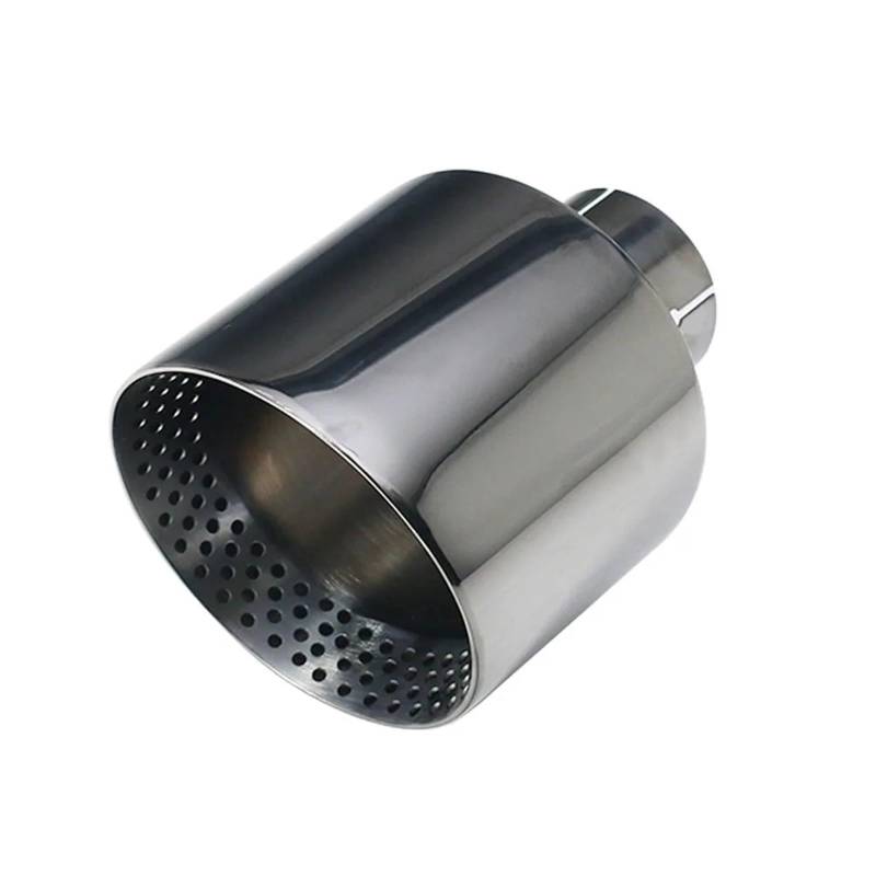 Endrohr Auto-Auspuffblende Schwarz Glänzend Schnittstelle 63 Mm Schräger Auslass 127 Mm Universelles Edelstahl-Schalldämpfer-Endrohr Mit Löchern Schalldämpferblende von IMMLSX