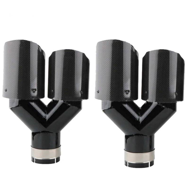 Endrohr Echtes Carbonfaser-Auspuffrohr Universal-Schalldämpfer Auspuff Auto Edelstahl Y-Form Doppelter Auspuffschalldämpfer Auto Modifiziert Acesori Schalldämpferblende(2pc Right) von IMMLSX
