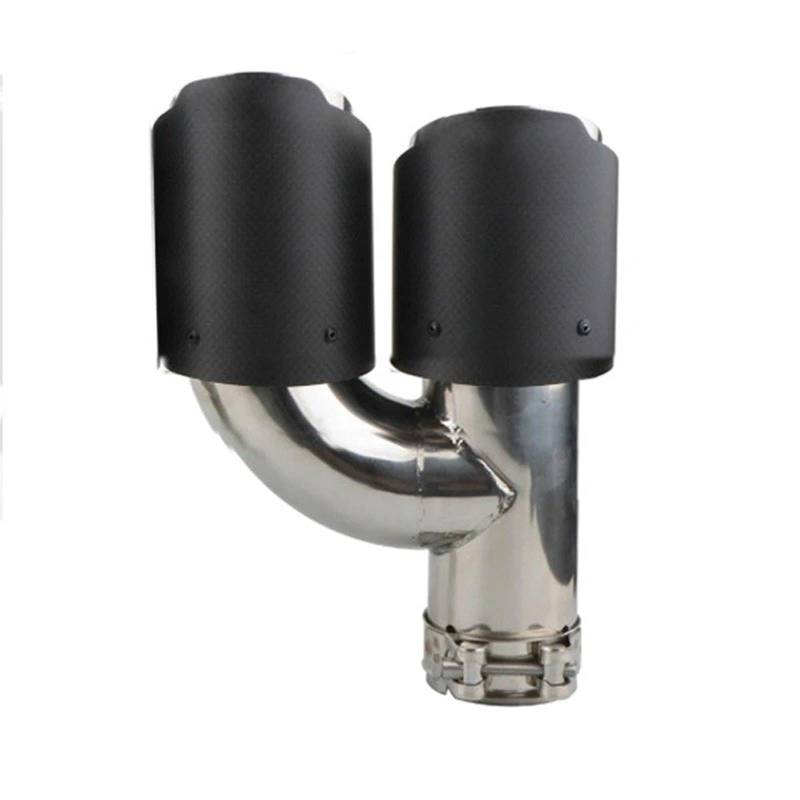 Endrohr Schwarzes H-förmiges Doppeltes Glänzendes Auspuff-Schalldämpfer-Endstück Universelles Auto Echtes Carbonfaser-Endschalldämpfer-Automobil-Modifizierung Schalldämpferblende(Matte 1pc Right) von IMMLSX