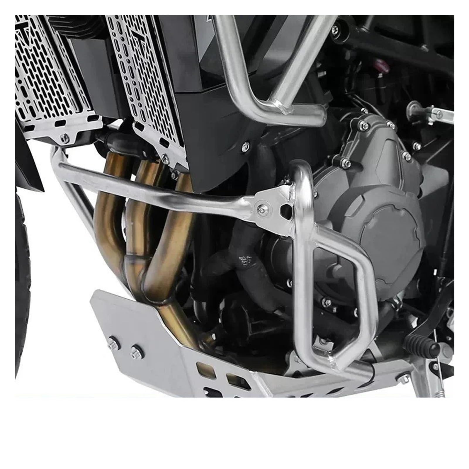 Motorrad Motorschutz Sturzbügel Für Triumph Für Tiger 850 900 GT Edelstahl Oberen Unteren Stoßfänger Motor Schutz Protector Crash Bar Motorrad Accessoreies Motorschutzbügel(Silver Upper Bumper) von IMMLSX