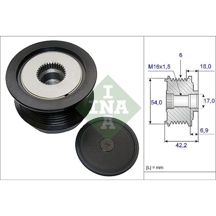 Ina Generatorfreilauf Opel Astra Signum Vectra Zafira Saab 9-3 9-3x von INA