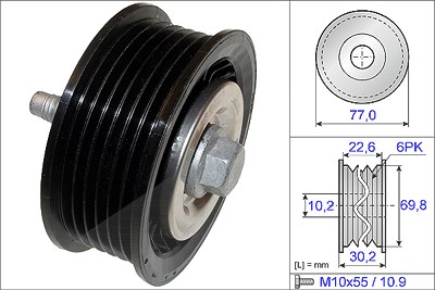 Schaeffler Ina Umlenk-/Führungsrolle, Keilrippenriemen [Hersteller-Nr. 532070010] für Chevrolet, Opel, Saab, Vauxhall von Schaeffler INA