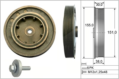 Ina Riemenscheibensatz, Kurbelwelle [Hersteller-Nr. 544010120] für Nissan, Opel, Renault von INA