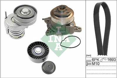 Ina Wasserpumpe + Keilrippenriemensatz [Hersteller-Nr. 529053430] für Audi, Seat, Skoda, VW von INA