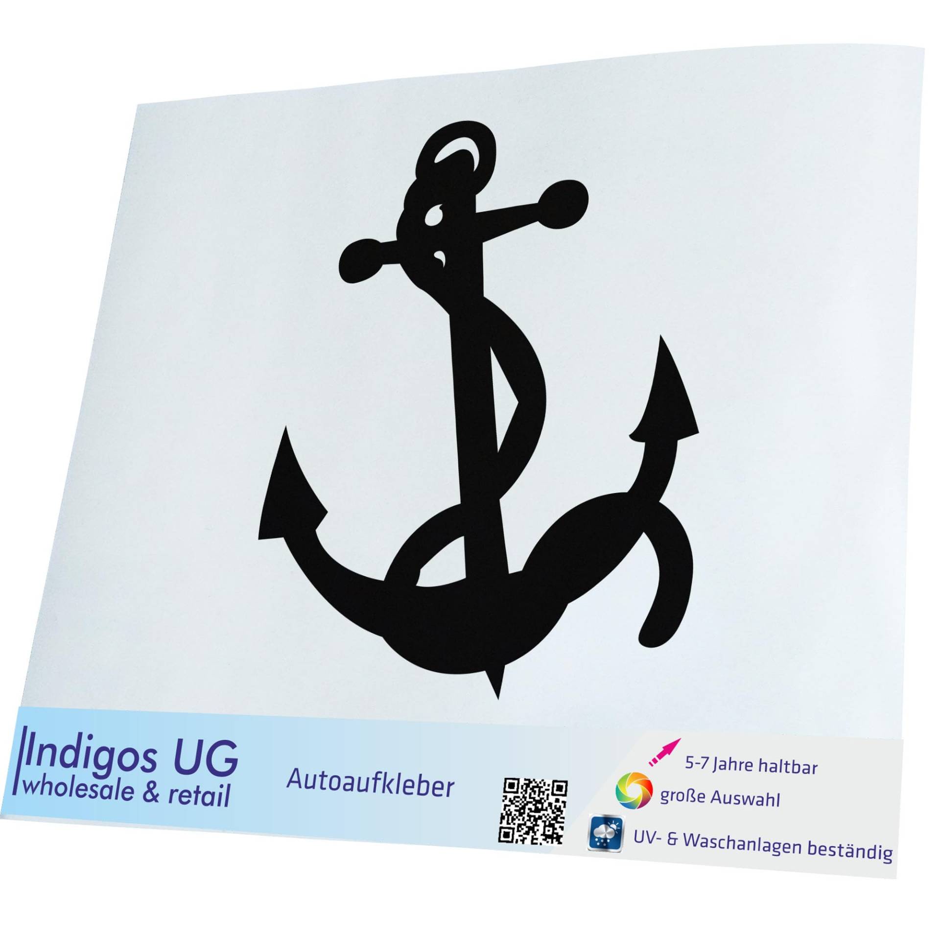 INDIGOS UG Aufkleber - Autoaufkleber - JDM - Die Cut - Auto - 120x100 mm - Anker - schwarz - Heckscheibe - Heckscheibenaufkleber - Sticker - Tuning von INDIGOS UG