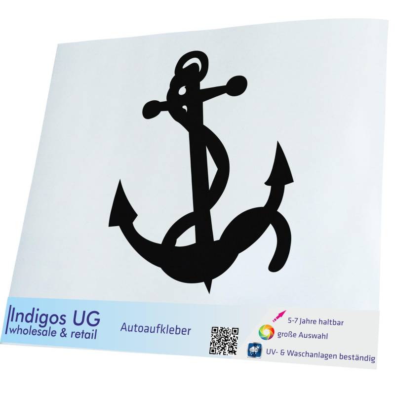 Indigos UG Auto Aufkleber Auto - 120x100 mm - Anker - schwarz - konturgeschnittener Autoaufkleber ohne Hintergrund - selbstklebender Sticker für Auto, Fenster, Bus oder LKW - UV-beständig & wetterfest von INDIGOS UG