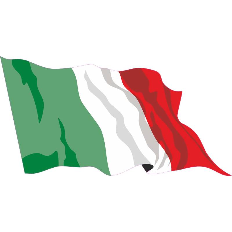 INDIGOS UG Auto Aufkleber Italien 15 cm - wehend - LS74 - Autoaufkleber Fahne - Sticker Flagge - Heckscheibe, Spoiler, Tuning - UV-beständig und selbstklebend von INDIGOS