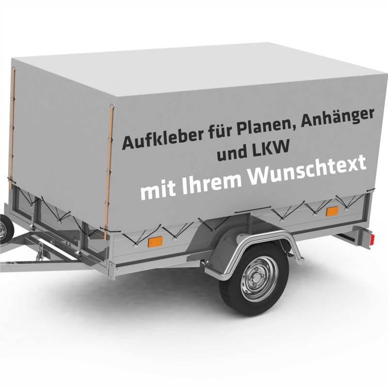 INDIGOS UG - Schriftzug Aufkleber Wunschtext - bis 250 cm - Autoaufkleber für Autoanhänger Zubehör - LKW Plane - Wunschtext für Anhängerplanen, LKWplanen, Werbeplanen & Gerüstplanen mehrzeilig von INDIGOS UG