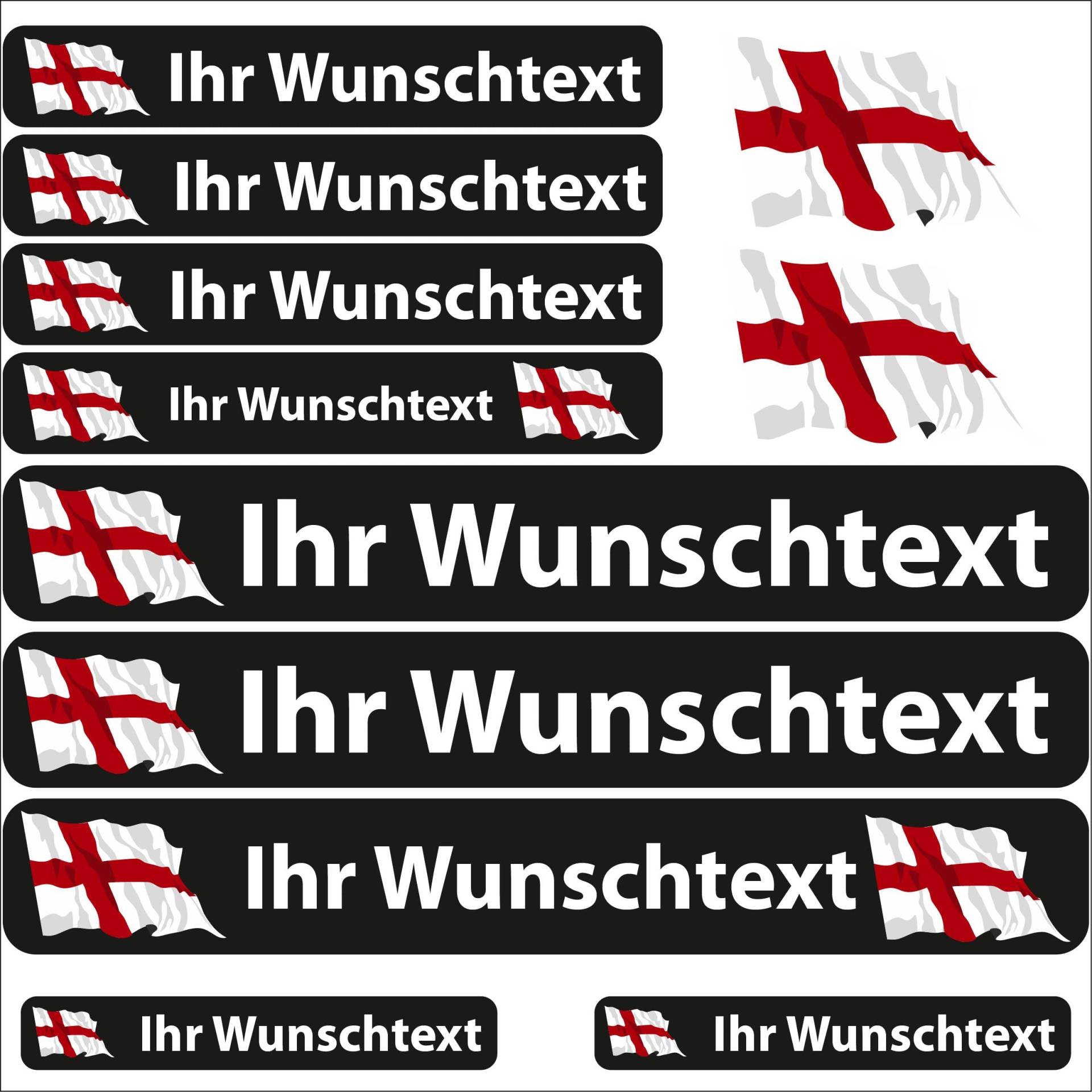 INDIGOS UG® Namensaufkleber Sticker - Flagge wehend - Land England - 13 Fahnenaufkleber - Aufkleber mit Namen & Wunschtext - Fahrrad - Auto - Motorrad - individuell personalisiert von INDIGOS UG