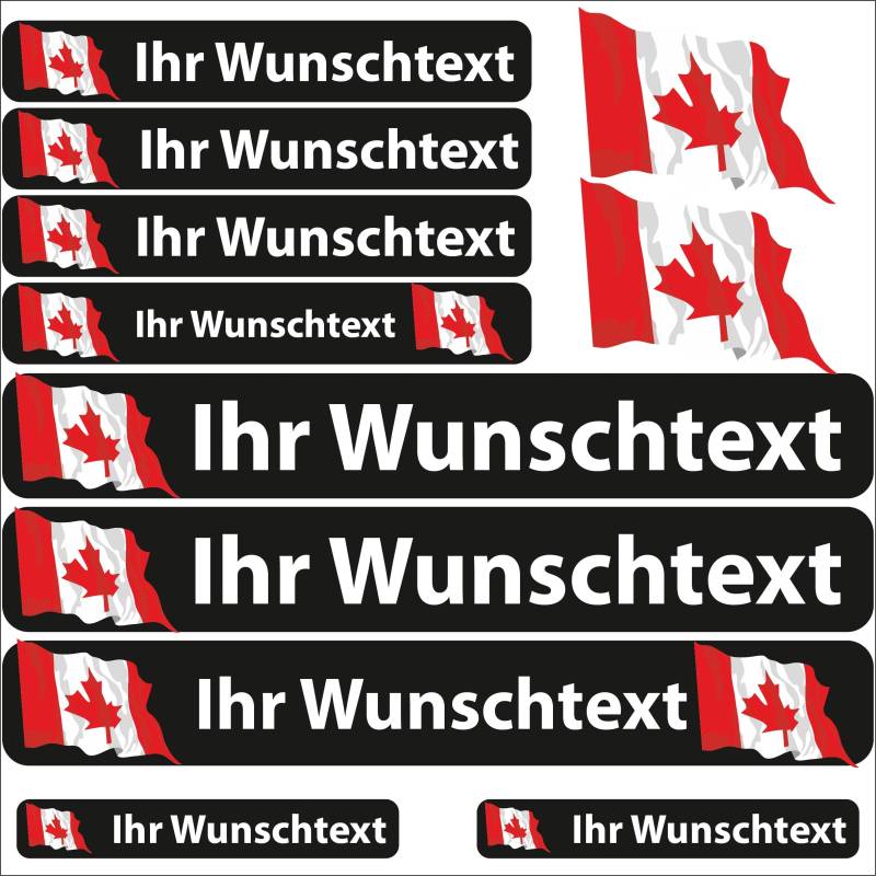 INDIGOS UG Fahrrad Aufkleber Kanada - 13 Fahnenaufkleber wehend - Sticker selbst gestalten - Fahrrad - Auto - Motorrad - Namensaufkleber wasserfest personalisiert - Wunschtext - Flaggen der Welt von INDIGOS UG