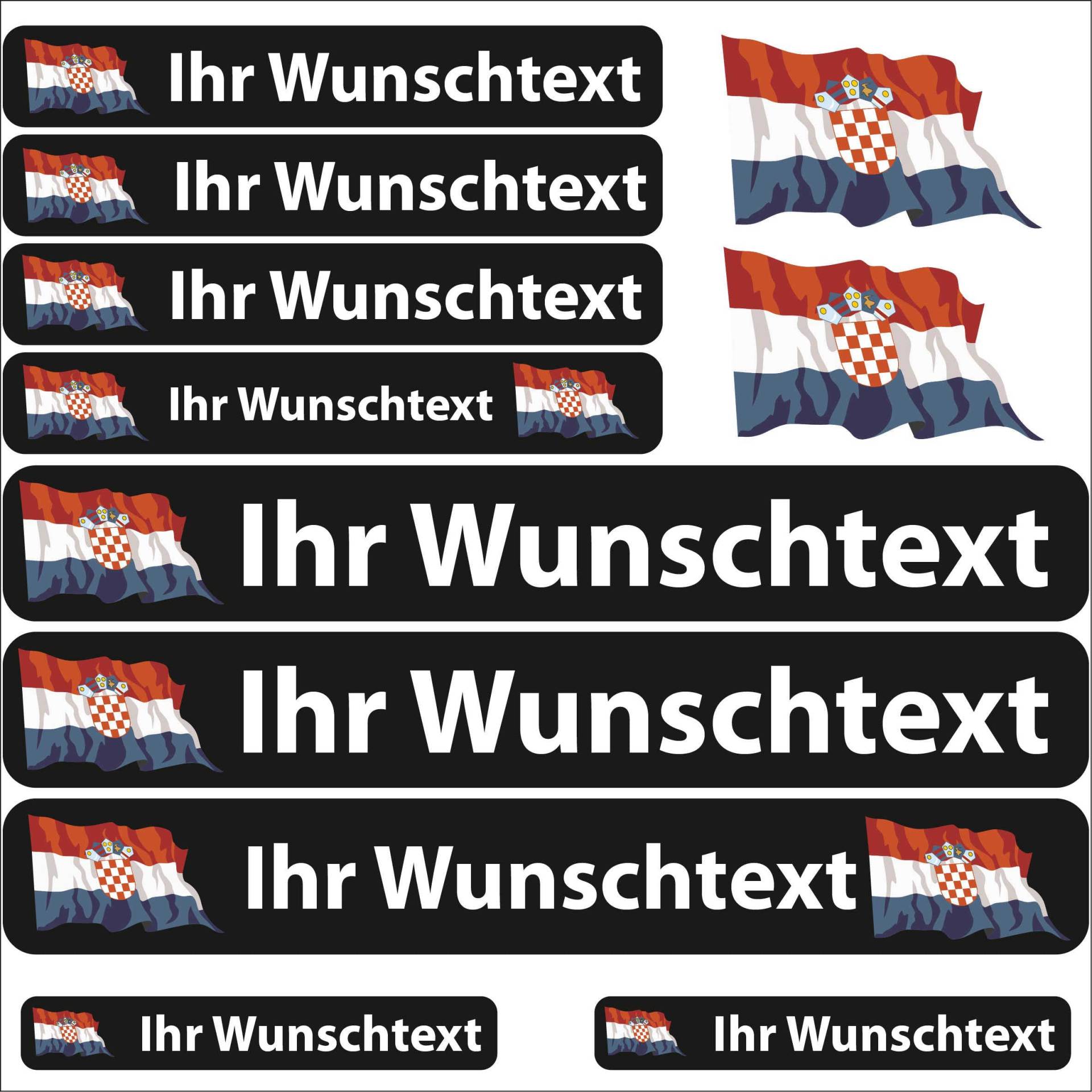 INDIGOS UG® Namensaufkleber Sticker - Flagge wehend - Land Kroatien - 13 Fahnenaufkleber - Aufkleber mit Namen & Wunschtext - Fahrrad - Auto - Motorrad - individuell personalisiert von INDIGOS UG