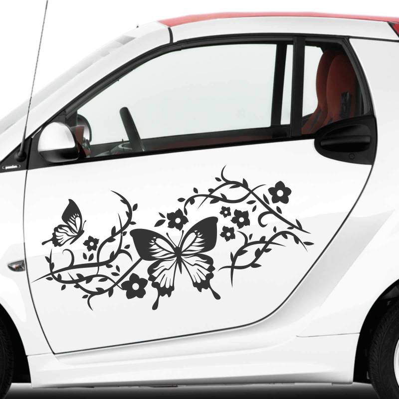 INDIGOS UG Aufkleber - 2 STK. Autoaufkleber Butterfly Rankelement je 90cm x 40cm schwarz - Tuning Carystyling Heckscheibe Auto von INDIGOS UG
