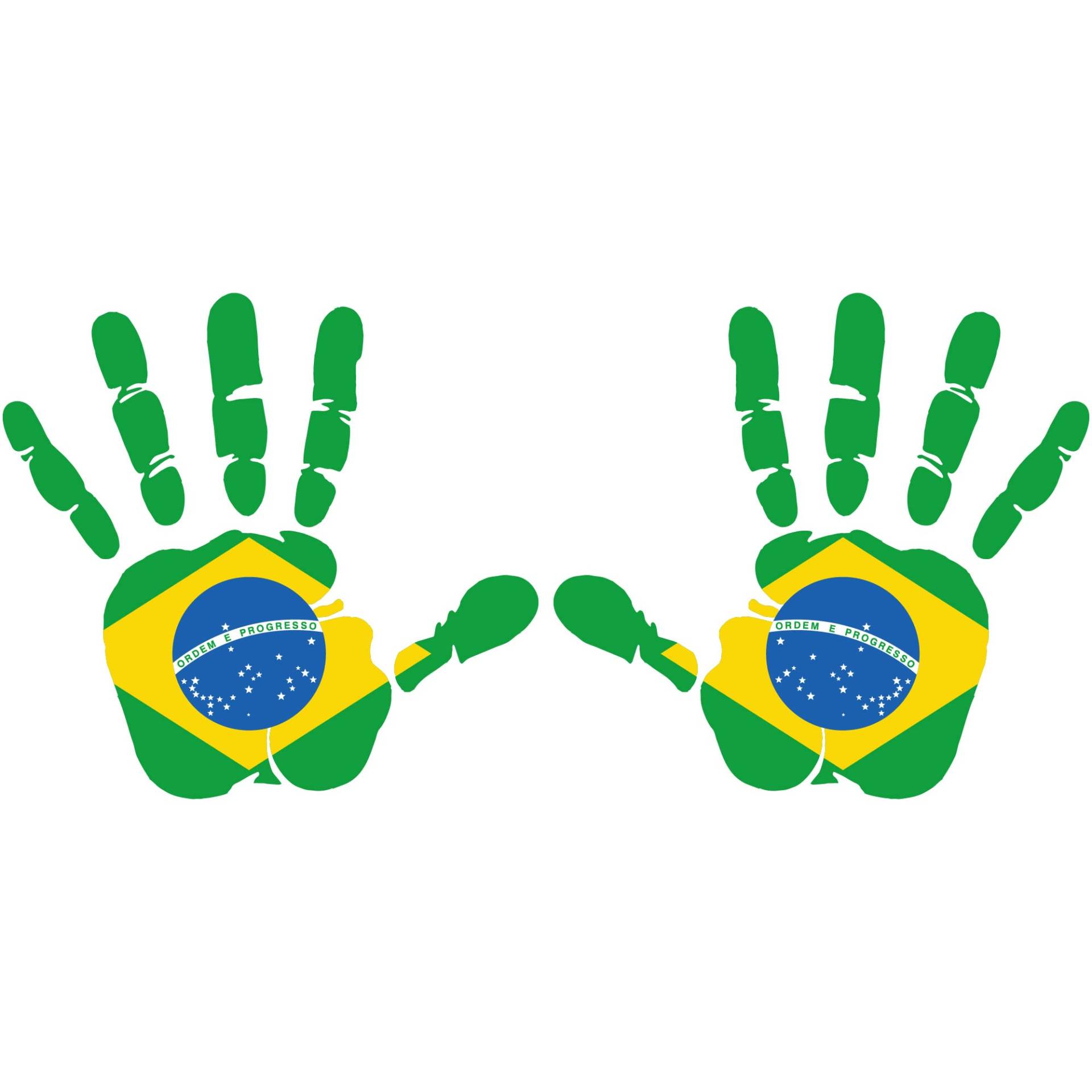 INDIGOS UG Aufkleber - Autoaufkleber - Brasilien - 2X Hand Set 10x9,5 cm - Heckscheibe - Heckscheibenaufkleber - Sticker Tuning Boot Auto Laptop LKW von INDIGOS UG