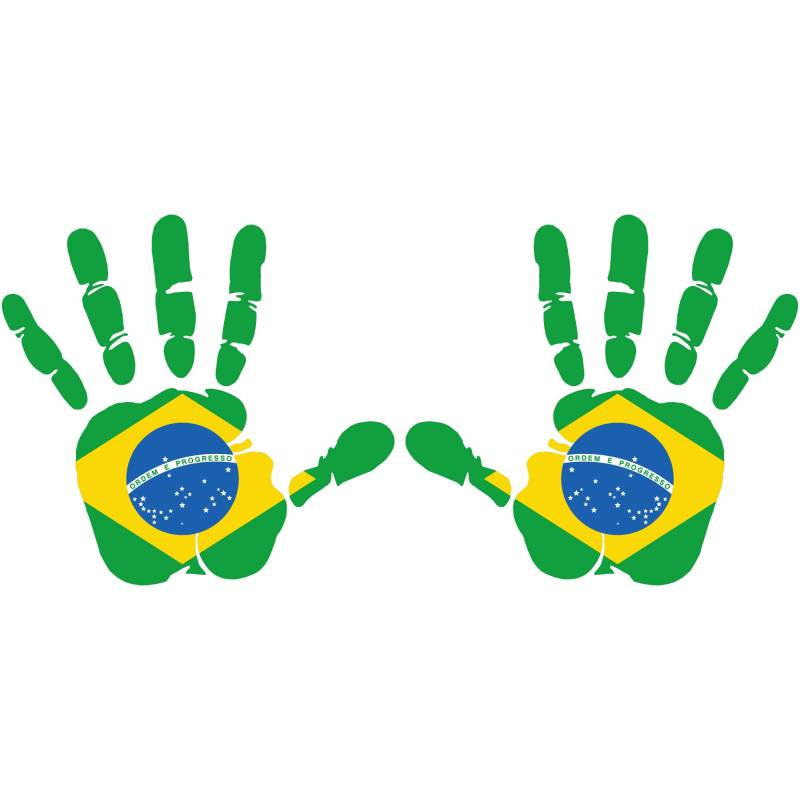 INDIGOS UG Aufkleber - Autoaufkleber - Brasilien - 2X Hand Set 10x9,5 cm - Heckscheibe - Heckscheibenaufkleber - Sticker Tuning Boot Auto Laptop LKW von INDIGOS UG