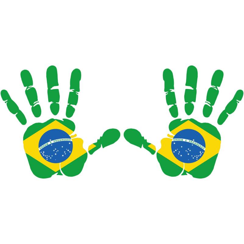 INDIGOS UG Auto Aufkleber Brasilien - 2X Hand Set 10x9,5 cm - Heckscheibe - Autoaufkleber selbstklebend - UV- & waschanlagen beständig - Tuning - Spoiler - Sticker von INDIGOS UG