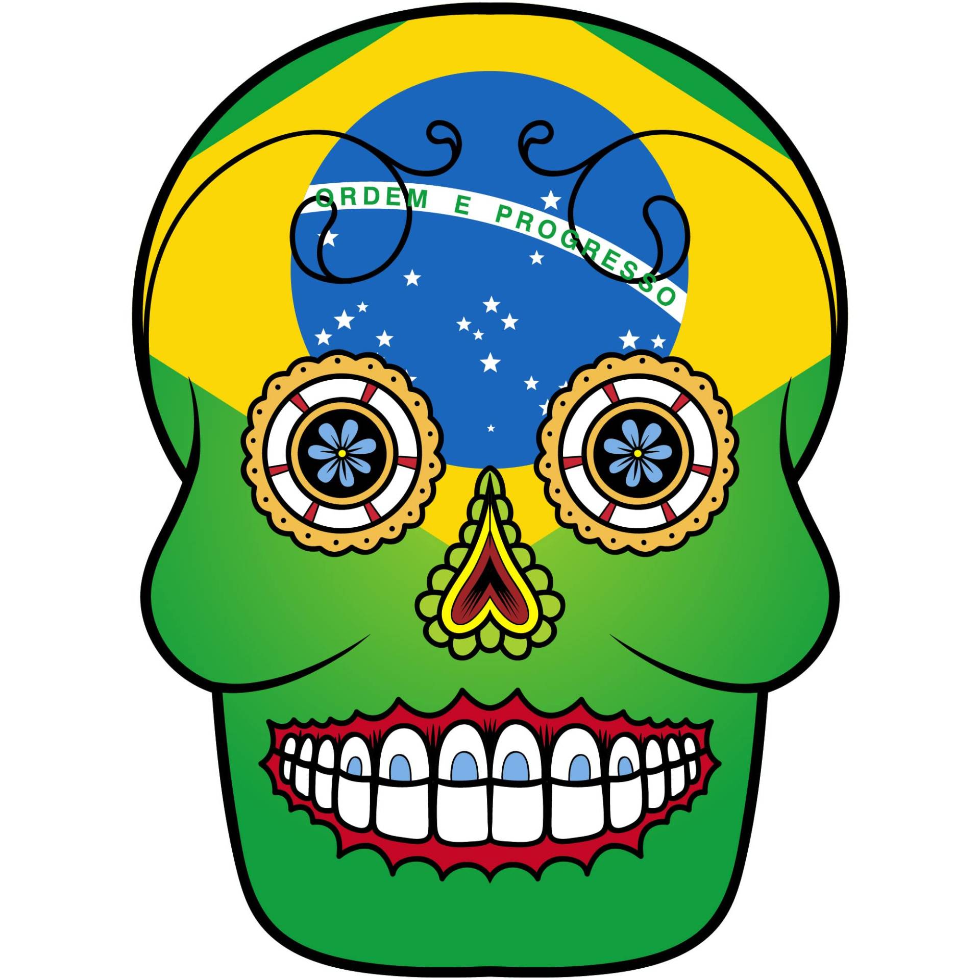 INDIGOS UG Aufkleber - Autoaufkleber - Brasilien - Skull Totenkopf - 20x27cm - Heckscheibe - Heckscheibenaufkleber - Sticker Tuning Boot Auto Laptop LKW INDIGOS UG Aufkleber - Autoaufkleber - Brasilien - Skull Totenkopf - 20x27cm - Heckscheibe - Heckscheibenaufkleber - Sticker Tuning Boot Auto Laptop LKW von INDIGOS UG