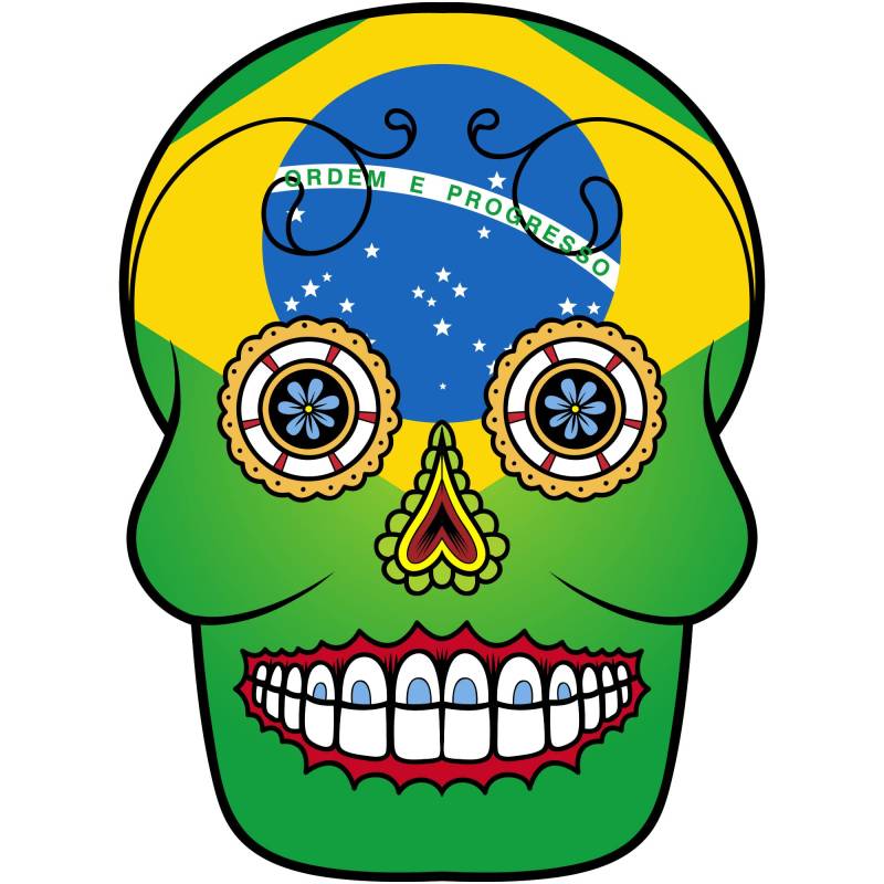 INDIGOS UG Aufkleber - Autoaufkleber - Brasilien - Skull Totenkopf - 20x27cm - Heckscheibe - Heckscheibenaufkleber - Sticker Tuning Boot Auto Laptop LKW von INDIGOS UG